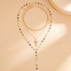 Fashionable Light Luxury Jesus Cross Pendant Necklace Set For Women Trendy Colorful Crystal Chain Choker Christian Jewelry Gift