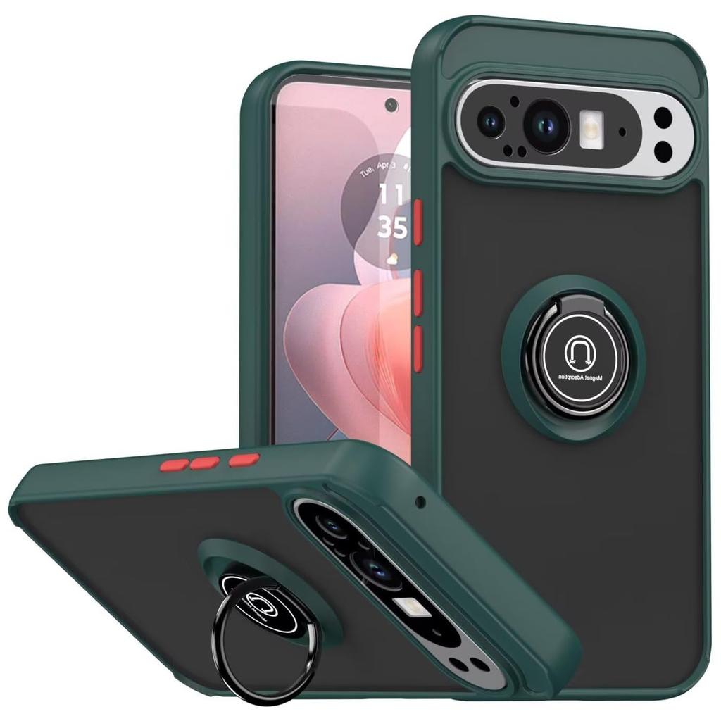 Матовый чехол-броня для Google Pixel 10 Pro XL 9 Pro 9A Чехол Кольцо Магнитная подставка Держатель Ударопрочная накладка Coque Fundas