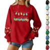Women's Fashion Casual Long-sleeved Loose Christmas Printed Round Neck Pullover Hoodie Sweatshirt