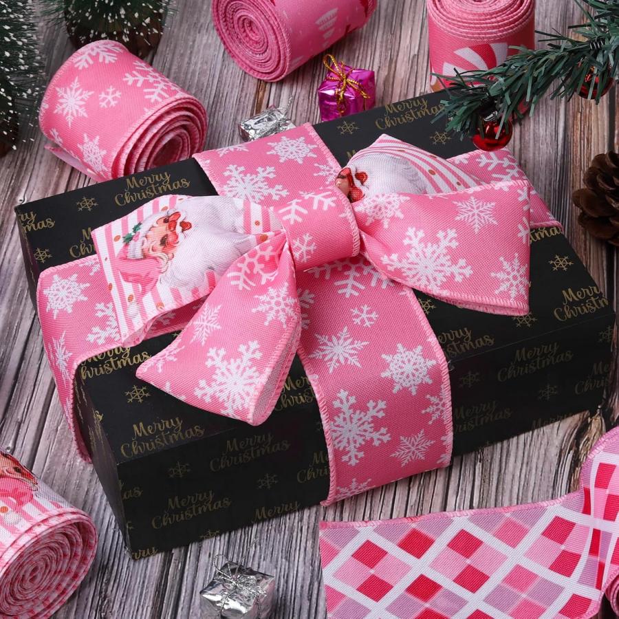 5 ярдов Рождественская Лента Печатная Рождественская Лента из Полиэстера Для Дизайна Ручной Работы Рождественское Украшение Подарочная Упаковка