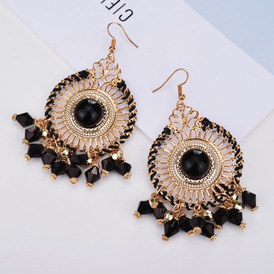1 Pair Women Hook Earrings Colorful Ethnic Anti-deformed Bohemia Style Tassel Drop Earrings Female Jewelry
