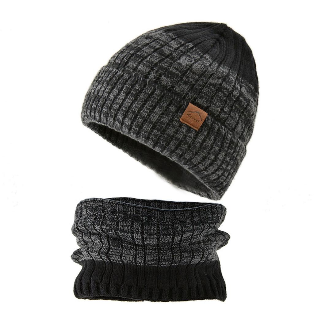 Outdoor Warm Winter Knitted  Hat & Scarf Set Stylish Knit  Cap For Men Women