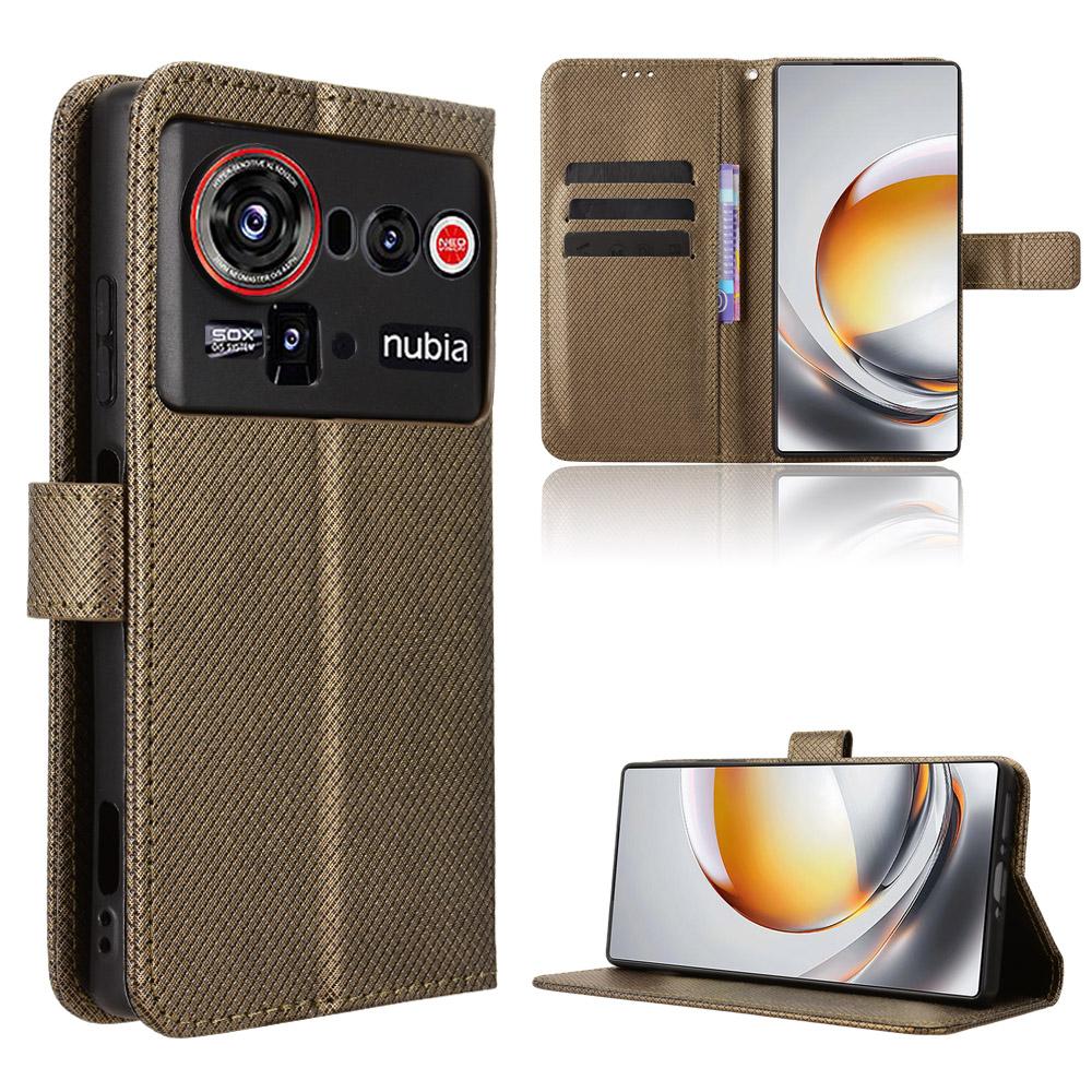 For ZTE nubia Z80 Ultra 5G Leather Wallet Case with Strap Diamond Texture Phone Cover