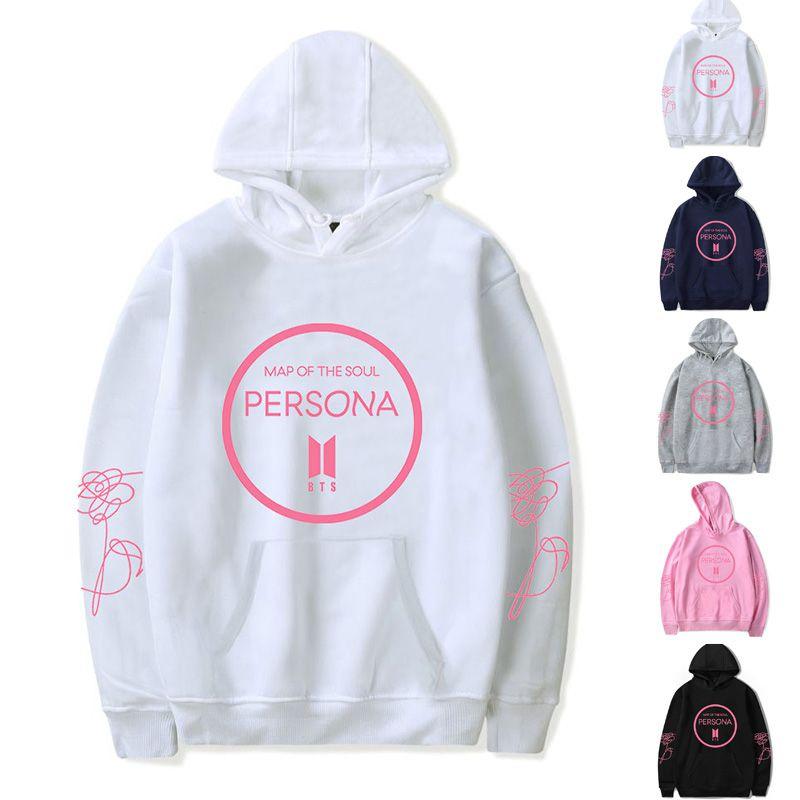 Худи из смесового хлопка Map Of The Soul Persona Kpop Bts Bangtan Boys с капюшоном и длинными рукавами
