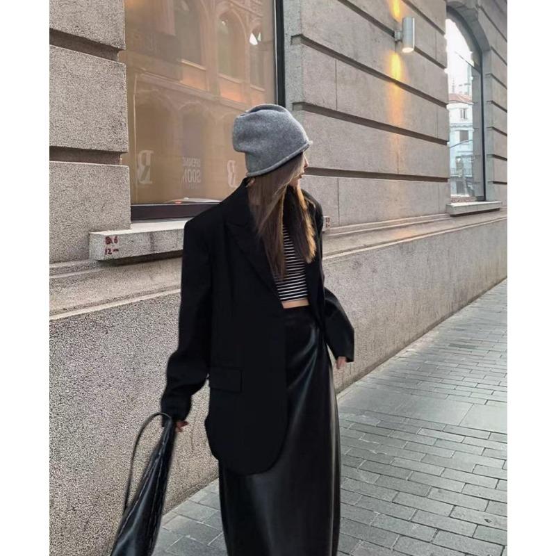 Белый блейзер в корейском стиле, свободного кроя, куртка на весну-осень для миниатюрных женщин, повседневный офисный наряд