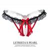 Жемчужный массаж Кружевные стринги с открытой промежностью: Прозрачные Т-образные трусики с вырезами для женщин