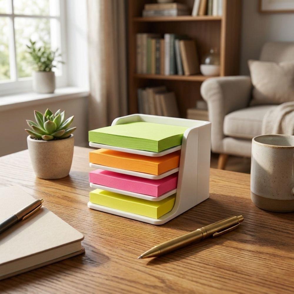 Layer-Divided Sticky Note Holder Stackable Square Note Compatible Workstation Use