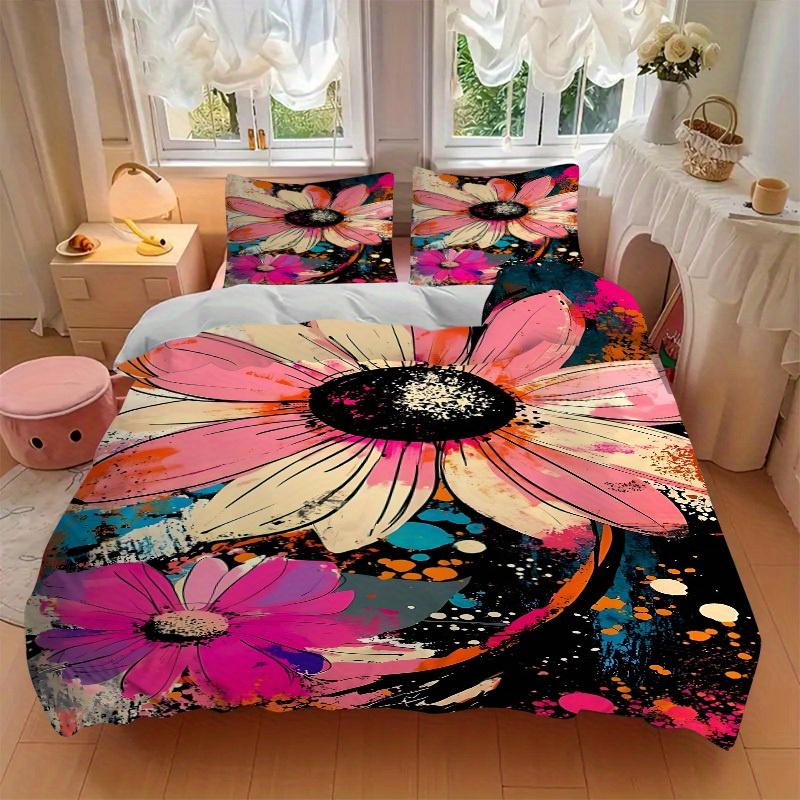 3Pcs Floral Print Printed Bedding Set, Breathable And Soft,(Includes 1 Duvet Cover And 2 Pillowcases, Quilt Not Included) yy250815185