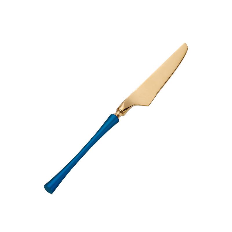 Набор столовых приборов из нержавеющей стали с узкой талией: Нож для стейка, Вилка, Десертная ложка, Зеркальная полировка.