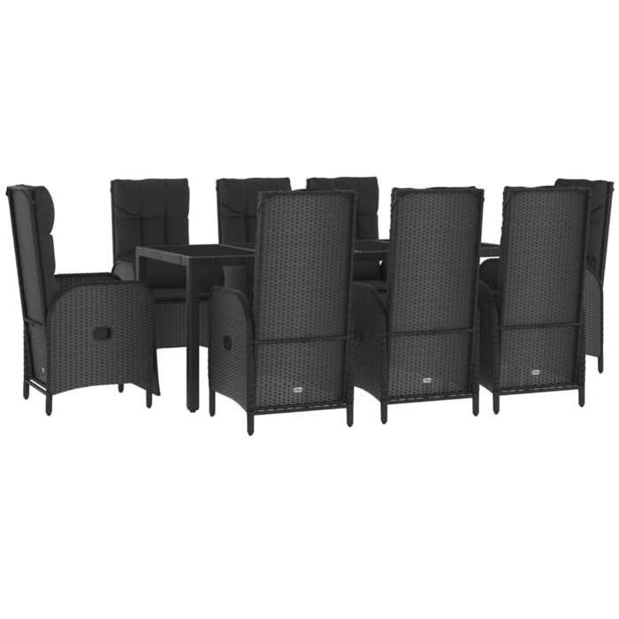 VidaXL 9-piece Garden Dining Set and Cushions Black Wicker, Dining Set, Dining Set 3185067