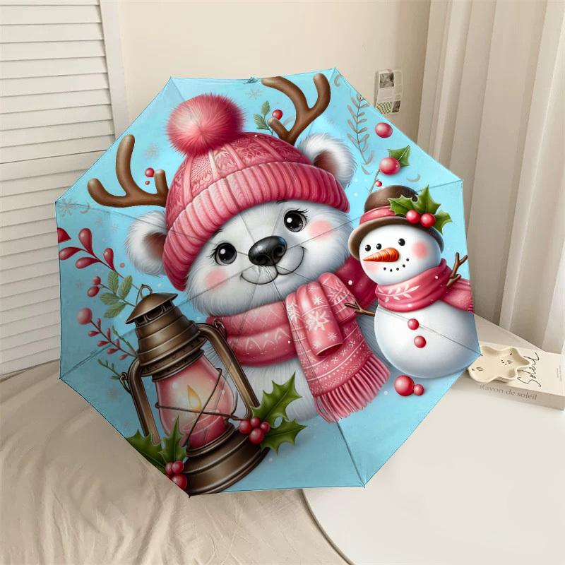 1PC polar bear snowman Automatic Open/Close Umbrella Compact Folding Umbrella with 8-Rib Shaft lightweight esign, Fashion Lovers1255A