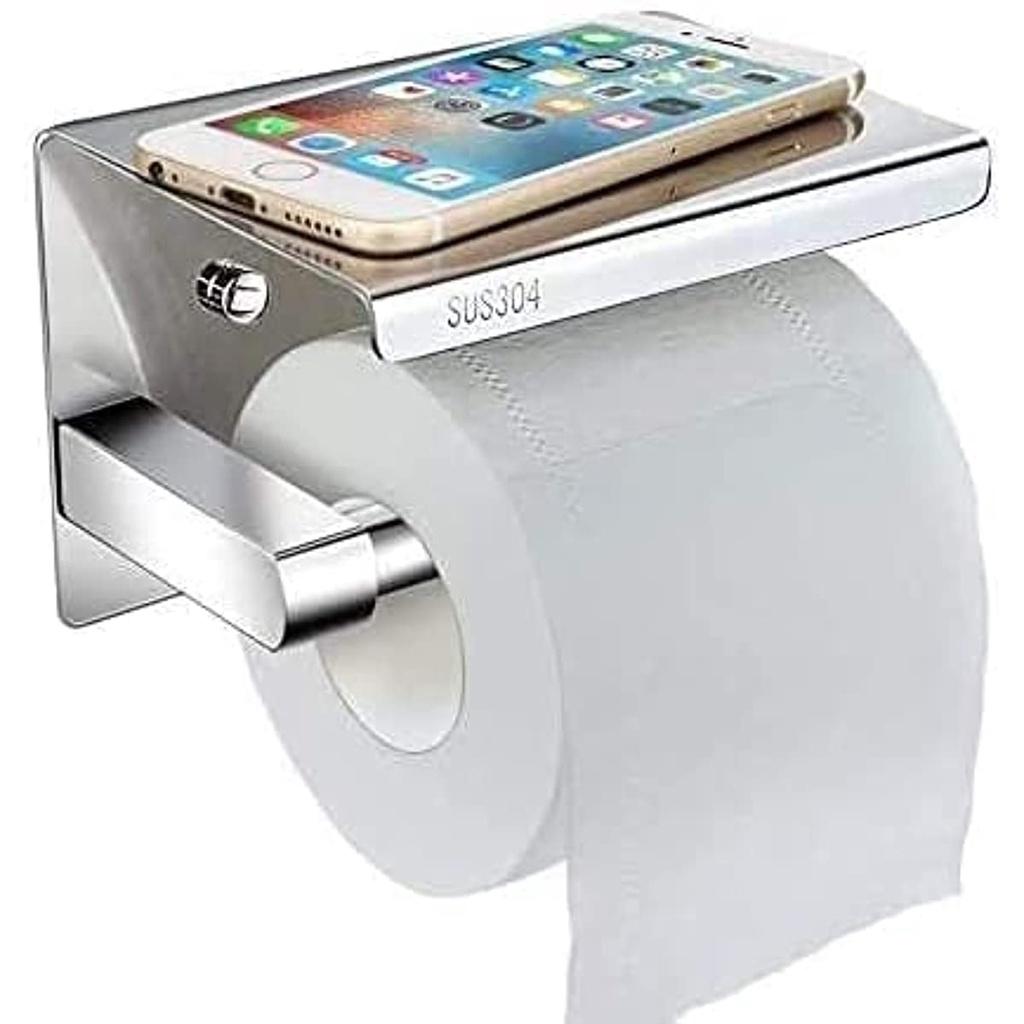Полка для туалетной бумаги, клейкая полка для ванной комнаты, нержавеющая сталь SUS304, полка для туалетной бумаги и полка для хранения мобильного телефона