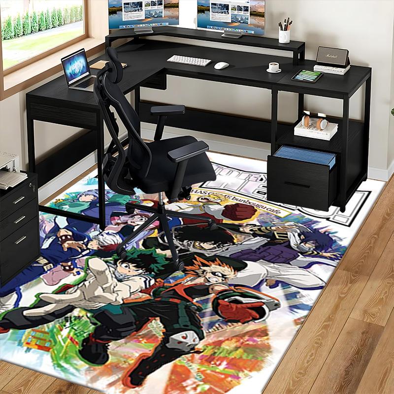 1pc My Hero Academia Chair Mat - Anime Cartoon Design Office Rug, Non-Slip Carpet for Desk, Suitable for Home Decor, Living Room, Bedroom, Game Room,