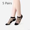 5 Pairs of Women's Summer Embroidered Non Slip Cotton Bottom Glass Silk Socks