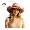 Fashionable Retro Style Hat Unisex Western Cowboy Hat, Wool Felt Fedora with Faux Leather Band, Wide Brim Cowgirl for Men Women Winter Windproof Cap