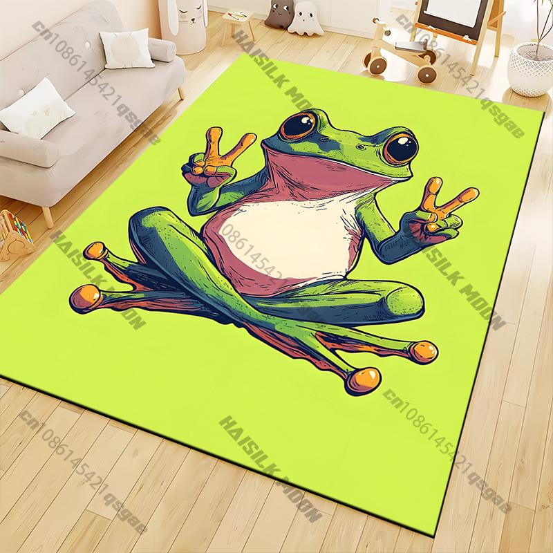 Happy Green Frog Carpets Living Room Tea Table Mats Bedroom Rug Washable Floor Mats Household Mat Dinosaur Carpet Rug