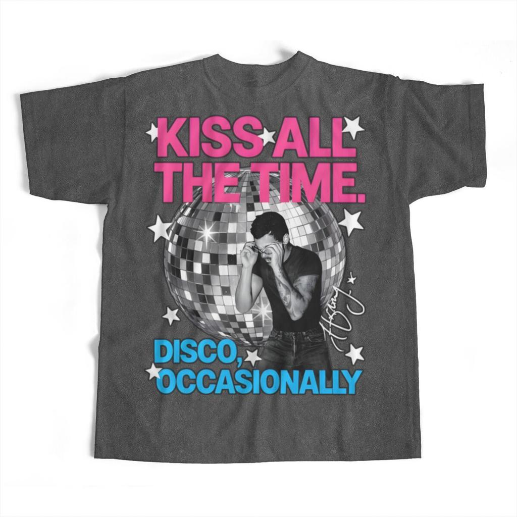 Harry Styles Kiss All The Time Disco Occasionally 2026 Summer Unisex T Shirt Casual Cotton Short Sleeve Graphic Tee Vintage T