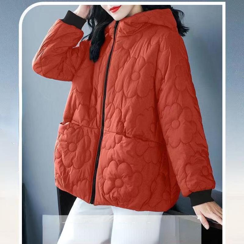 Women's Winter Plus Size Thickened Solid Colour Casual Short with Hooded Zipper Model Warm Outerwear