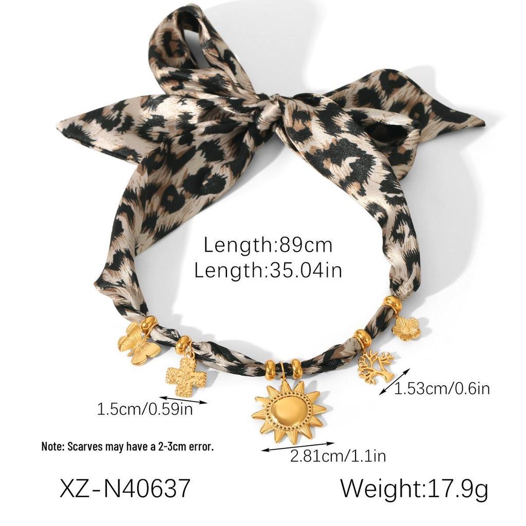 Ретро Леопардовый Принт Бант Ожерелье - Роскошная Цепочка на Ключицу для Женщин