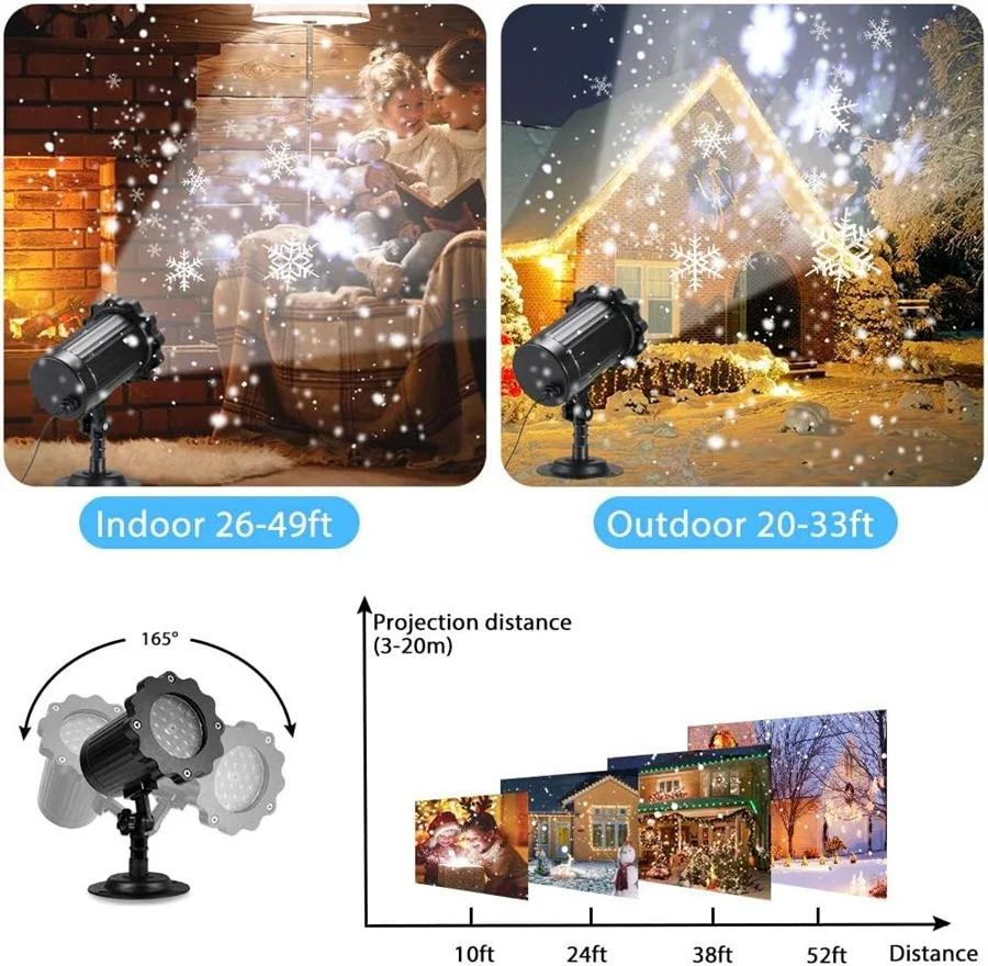 Рождественский проектор со снежинками, уличный светодиодный проектор, проектор со снегопадом, водонепроницаемая лампа для ландшафтного снежного прожектора