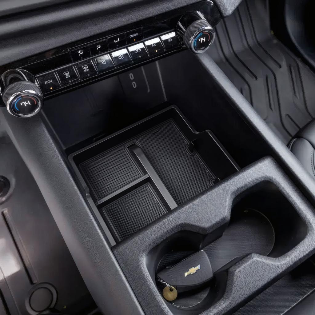 Front Center Console Organizer For 2025-2025 Chevy Silverado EV Work Truck (WT) Middle Center Console Storage Box Accessories