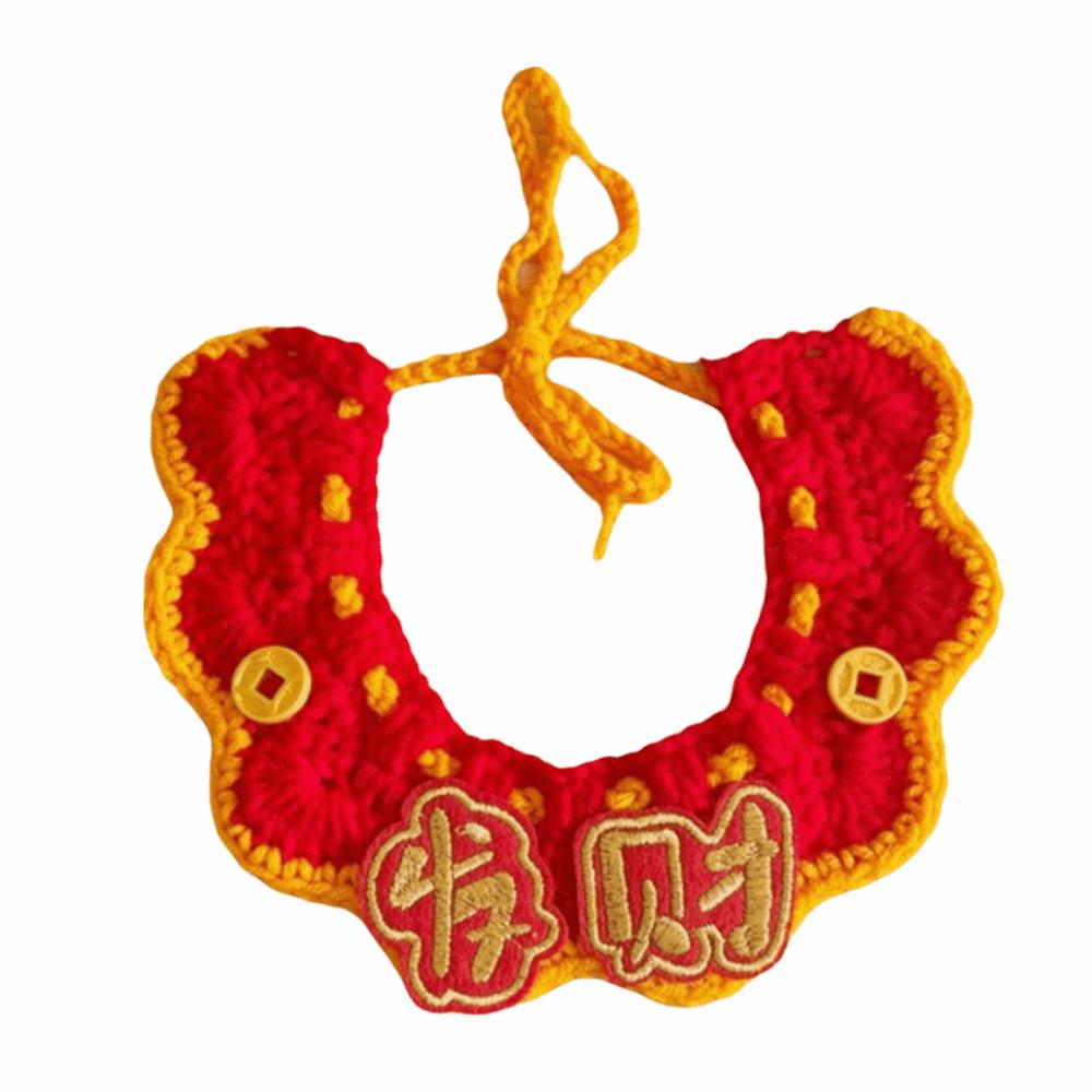 Handmade Cat Knitted Scarf Cartoon Puppy Collar Festive Gifts Chinese Style Pet Scarf Winter