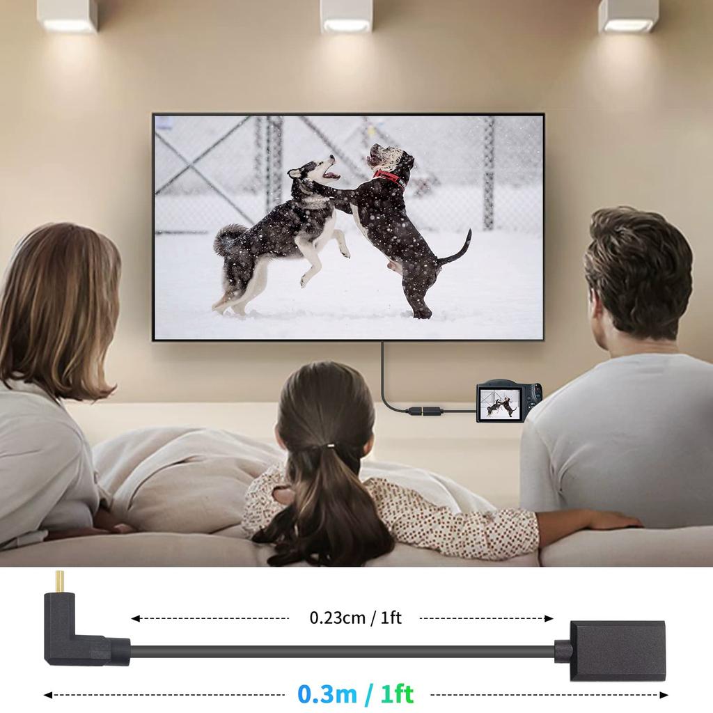 Duttek Right Angle HDMI To Micro HDMI Converter Extremely Thin Angled Micro HDMI Male To HDMI Female Extension Supports 48Gbps 8K Ultra HD Video