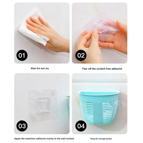Подвесная настенная корзина без сверления, клейкий держатель для хранения, мусорный бак, коробка для туалетных принадлежностей для кухни, принадлежностей для ванной комнаты