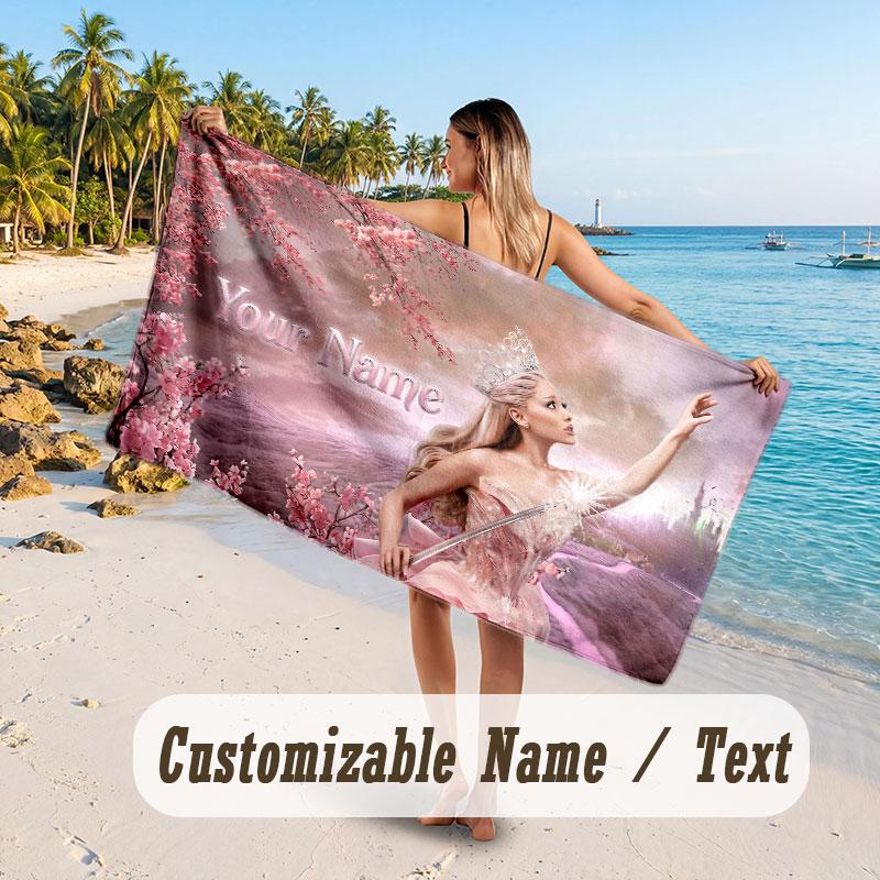 Custom Name Large Beach Towel,Ariana Grande Quick Absorbent Towel For Outdoor Travel Poolside