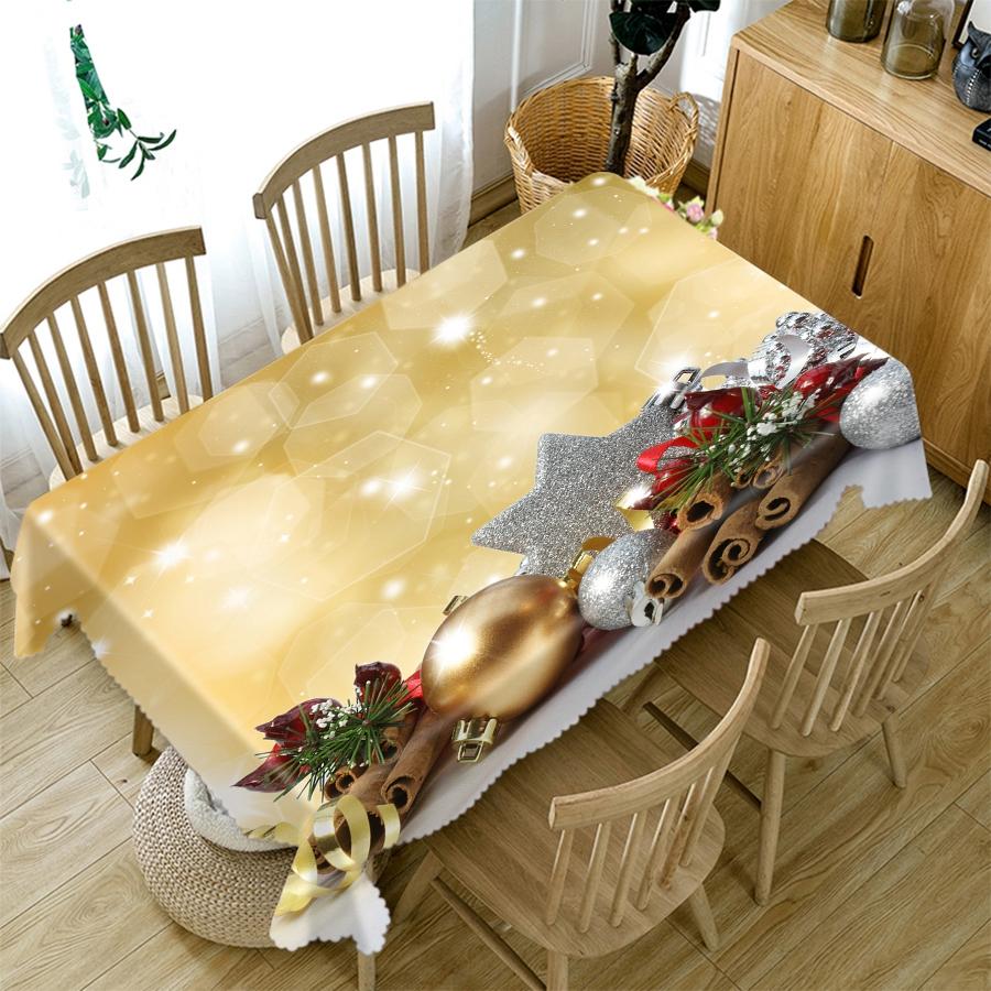 Thicken Cotton Christmas Tablecloth Fireplace Christmas Socks Pattern Rectangular Round Table Cloth For Wedding Picnic Party