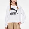 Puma Color-Block Logo Print Sporty Crew Neck Sweatshirt Women Tops White 531382-02