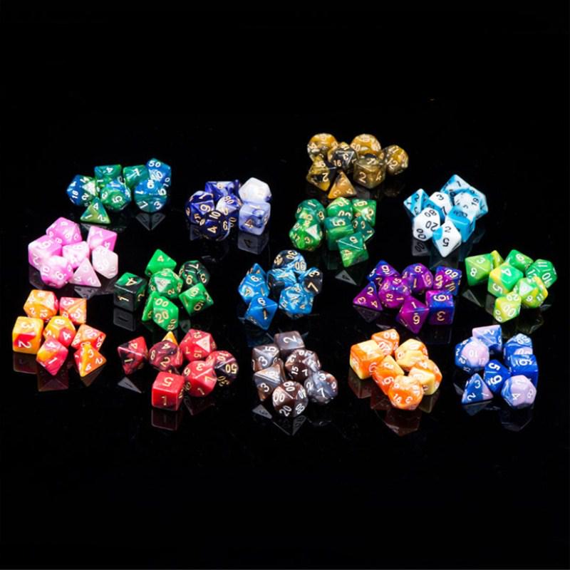 7 шт./лот, многогранные игральные кости из смолы D&D D4 D6 D8 D10 D% D12 D20, многогранные игральные кости TRPG, настольные игры