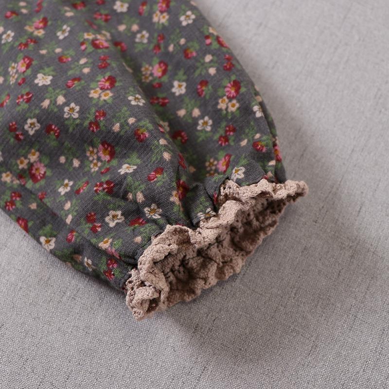 Mori Girl Autumn Spring Women Loose Long Dress Ruffled Collar Floral Cottagecore Dress Vintage Cotton Ruffles Elegant Chic Dress