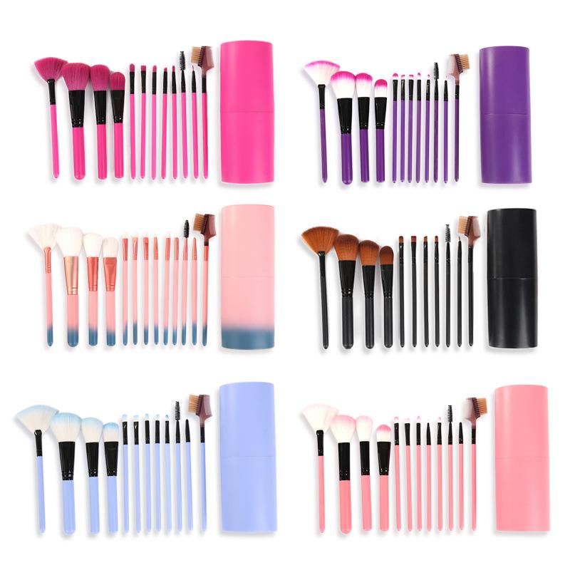 Hot Selling 12cs Professional Makeup Brush Set Woman Vegan Hair Blue Pink Makeup Brush Set