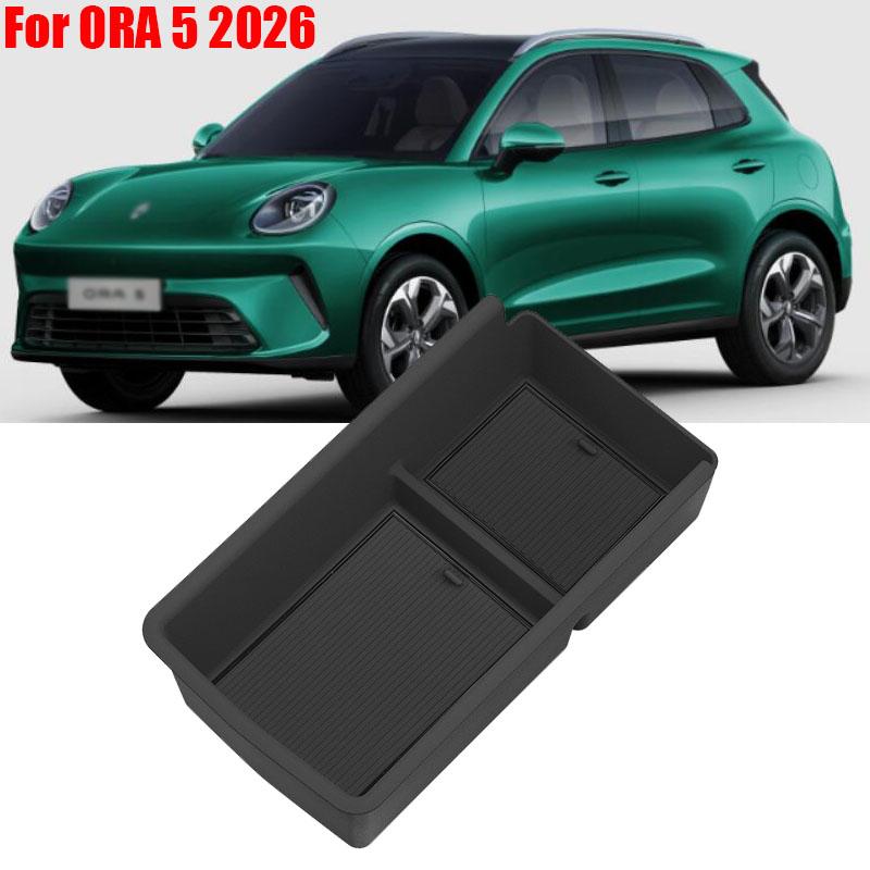 Car Armrest Storage Box for ORA 5 2026 Center Console Stowing Tidying Car Accessories Interior Black