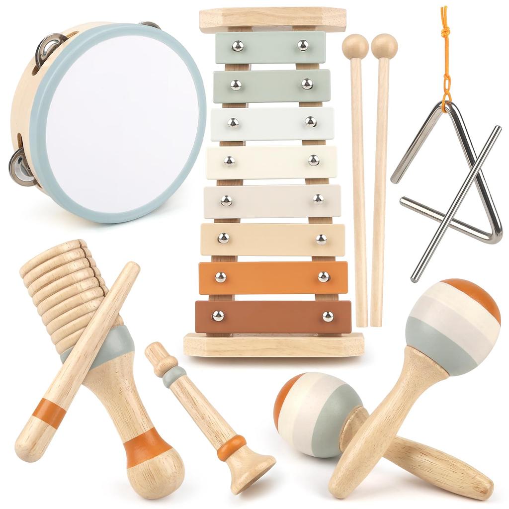 Musical Instrument Toy Montessori Musical Toy Suit Wooden Toy Percussion Instrument 1 2 3 4 5 Years Birthday Present Girl Boy Baby Toy Early