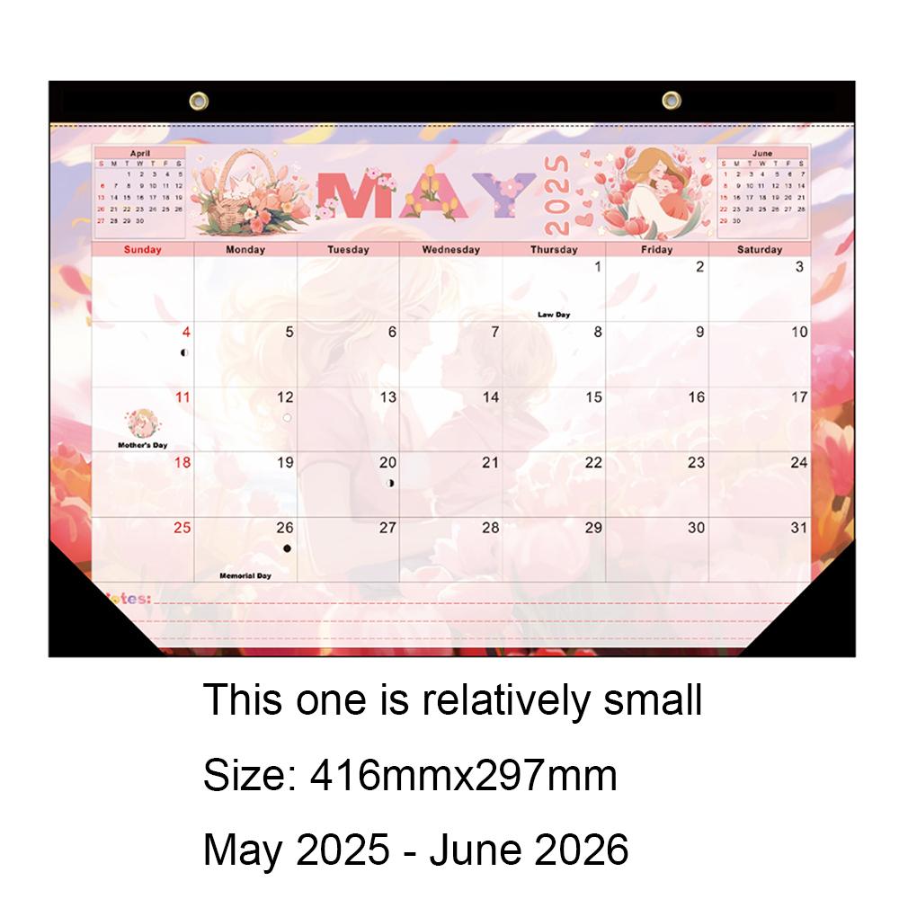 Июль 2025 - Декабрь 2026 18-месячный Большой Настольный Календарь Большие Линованные Блоки, Прозрачная Пластиковая Обложка Идеально подходит для Дома, Школы и Организации Офиса