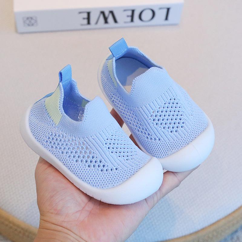 Детская дышащая обувь из сетки Flyknit - Мягкая подошва с защитой от столкновений, Конфетные цвета, Унисекс, Повседневная обувь для малышей