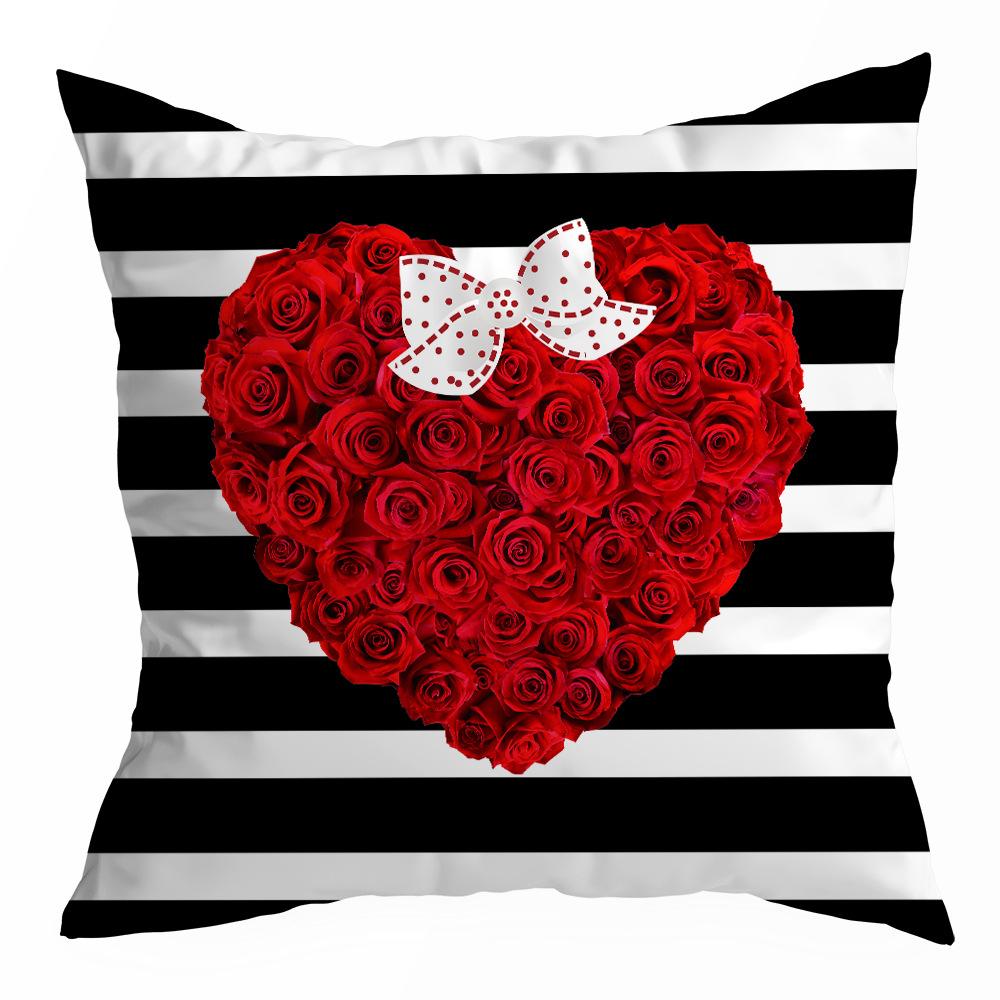 Наволочка на День святого Валентина, Бархат "персиковая кожа", Принт "сердце", Домашний текстиль, Наволочка на диванную подушку, Подушка для поясницы и спины в машину