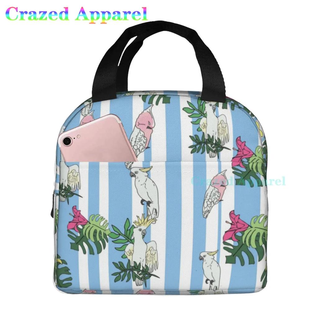 Окрашенные попугаи птицы сливовое дерево ткань Оксфорд сумка для обеда сумка-тоут ланч-бокс многоразовый органайзер сумка для унисекс рыбалка пикник