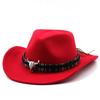 Модная ковбойская шляпа в западном стиле с повязкой с коровьей головой, шляпы с широкими полями, поп-джазовая шляпа, зимняя мужская женская джазовая шерстяная шляпа, шляпа ковбойки LS