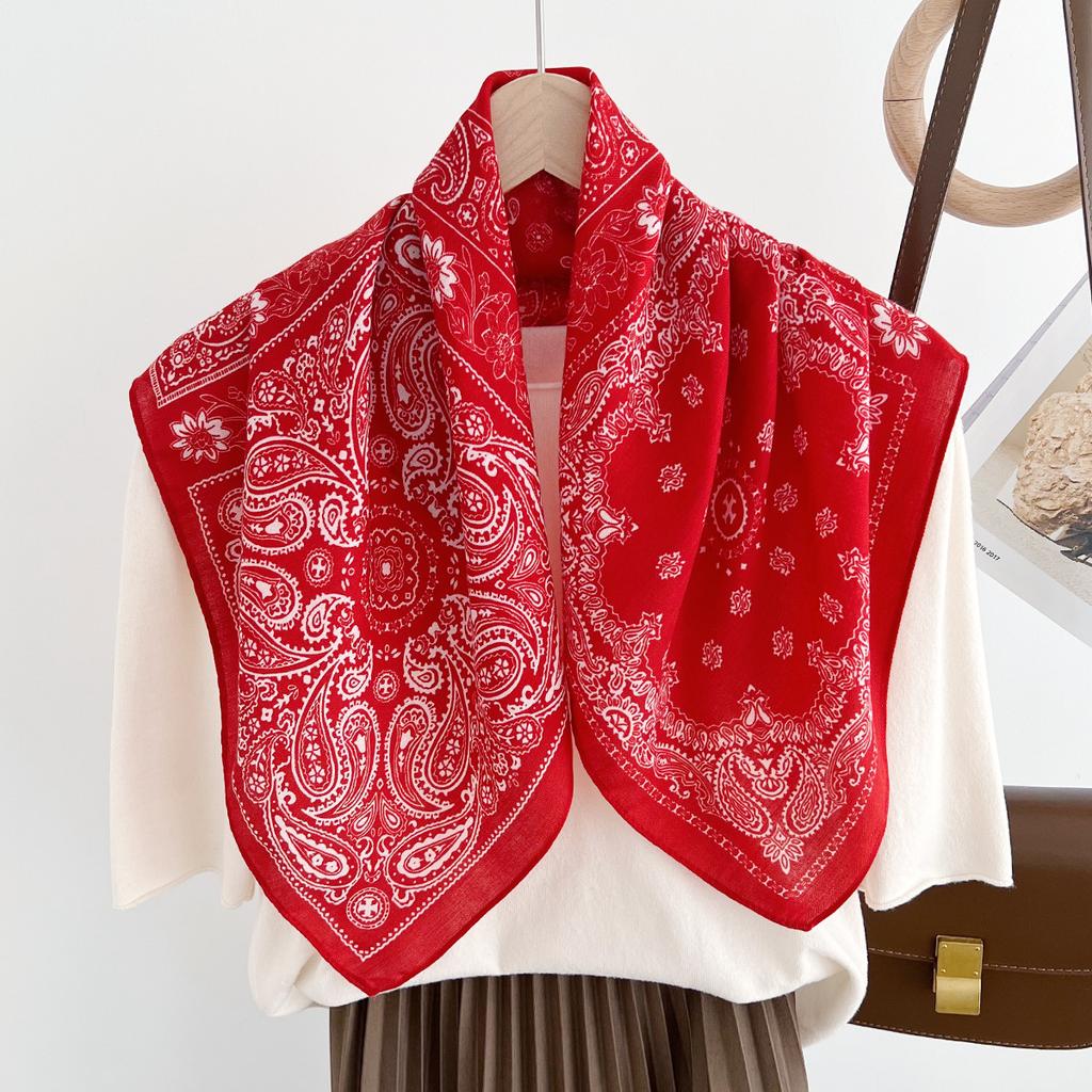 Versatile Korean cashew flower silk scarf shawl spring and autumn new French temperament light scarf accessories headscarf