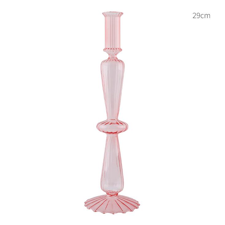 Pink Glass Candle Holder Taper Candlesticks Holder Wedding Table Centerpieces Nordic Home Decoration Wedding Decoration