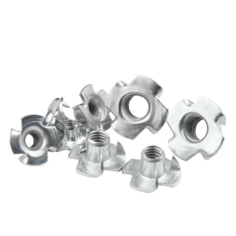 M3,M4,M5,M6,M8,M10 Четырехзубчатые Т-образные гайки, невыпадающие глухие вставки для деревянной мебели