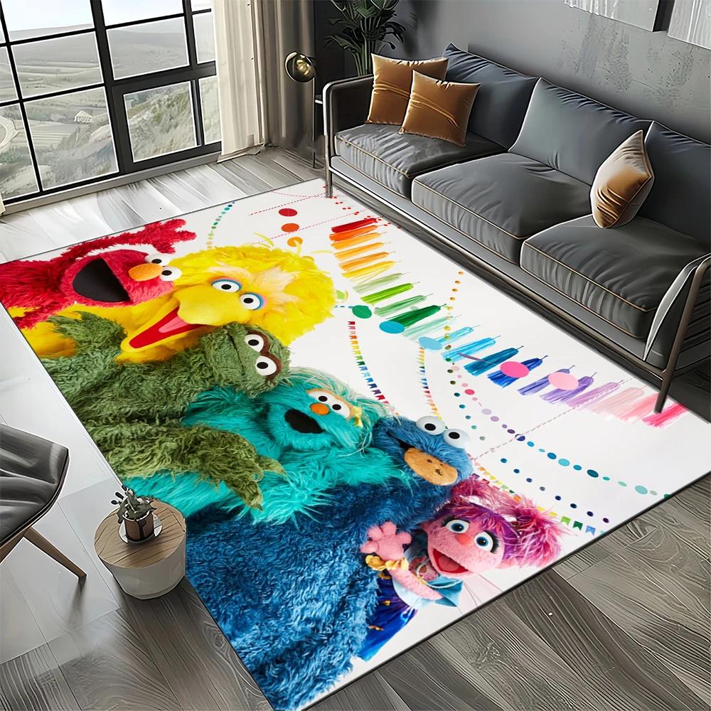 2025 New Style Sesame Street Cartoon TV Carpet Rug for Living Room Bedroom Home Sofa Decoration,Kids Play Non-slip Floor Mat