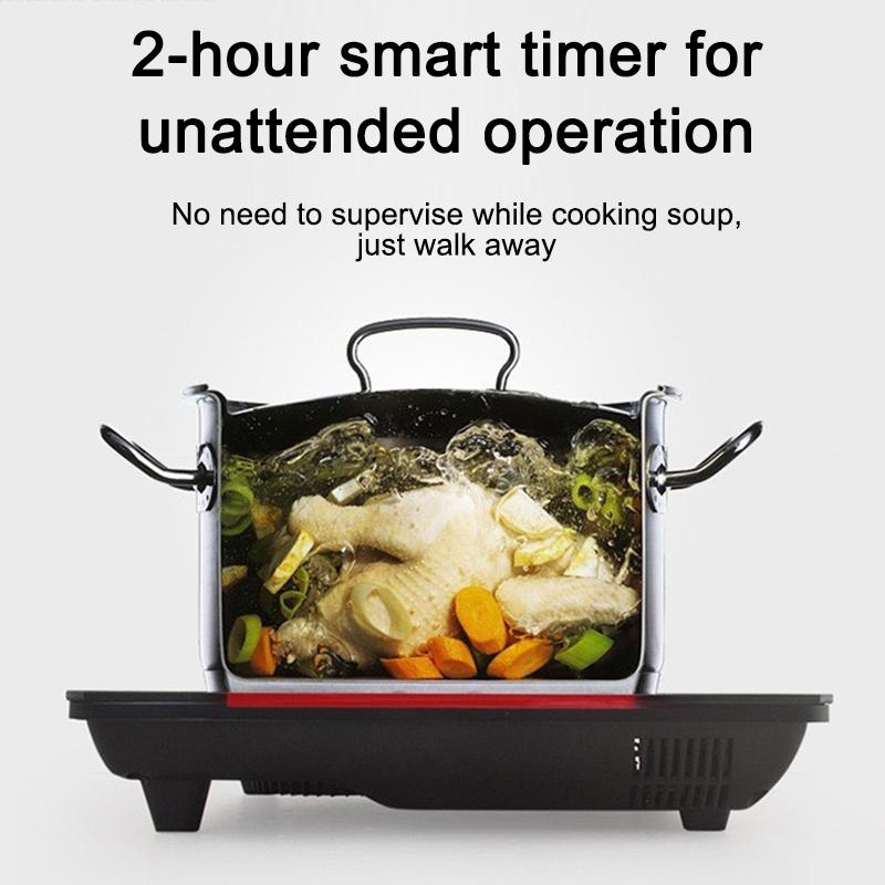 Electric Magnetic Induction Cooker Household Waterproof Small Hot Pot Heating Stove Touchpad Timing Stir-fry Dish Cooking Oven