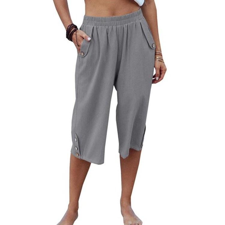 Новые сексуальные однотонные спортивные повседневные укороченные брюки на лето, свободные женские брюки из хлопка и льна