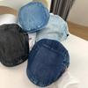 Spring and Autumn Retro Washed Denim Forward Hat Big Head Circumference Showing Face Small Beret Versatile Newsboy Hat Women's
