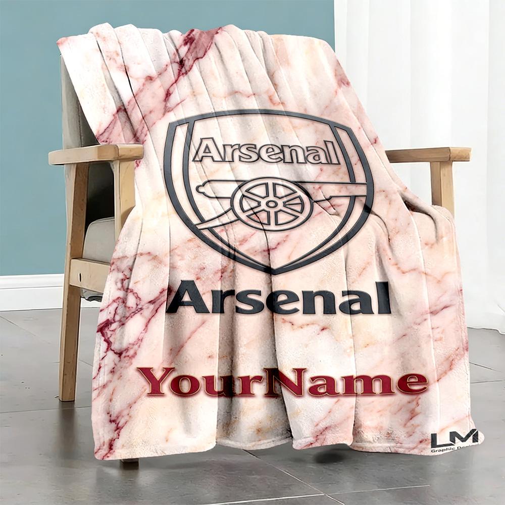 Arsenal Personalized Text Blanket Cozy Personalized Blanket Ultra-Soft for Livingroom Living Room Couch Home Decor Four Seasons Multipurpose