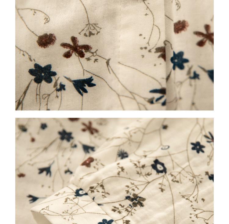 Женская художественная хлопково-льняная весенняя рубашка позднего Цин, двухслойная